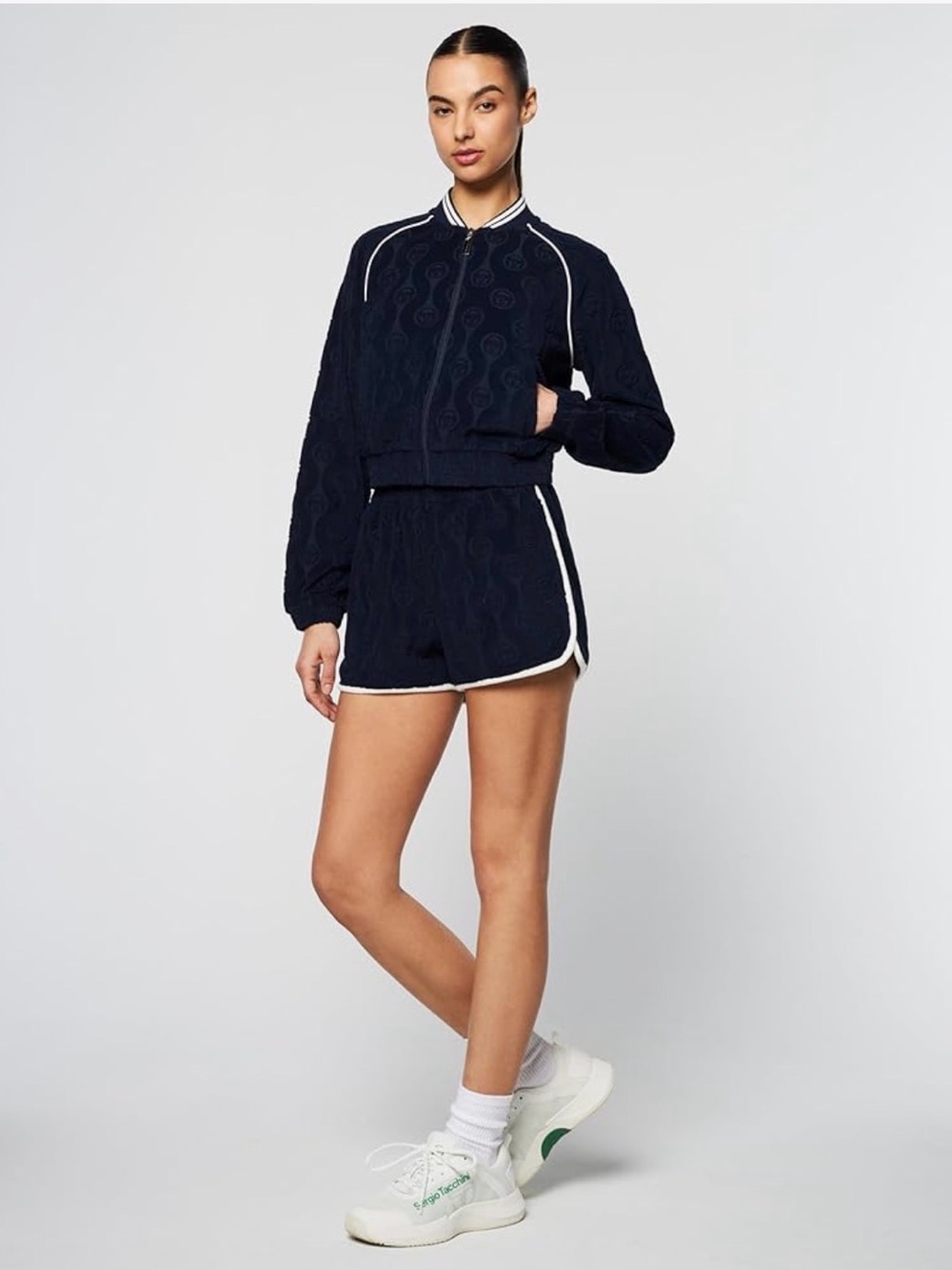Sergio Tacchini Navy Bomber Jacket with White Trim